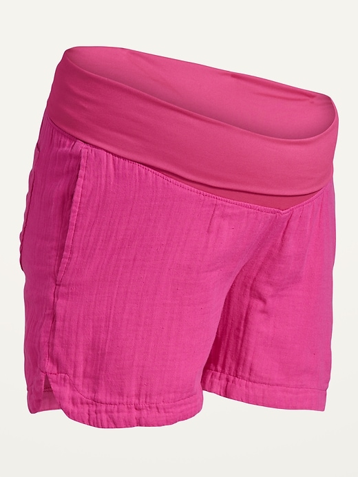 View large product image 2 of 2. Maternity Foldover-Waist Shorts -- 3-inch inseam
