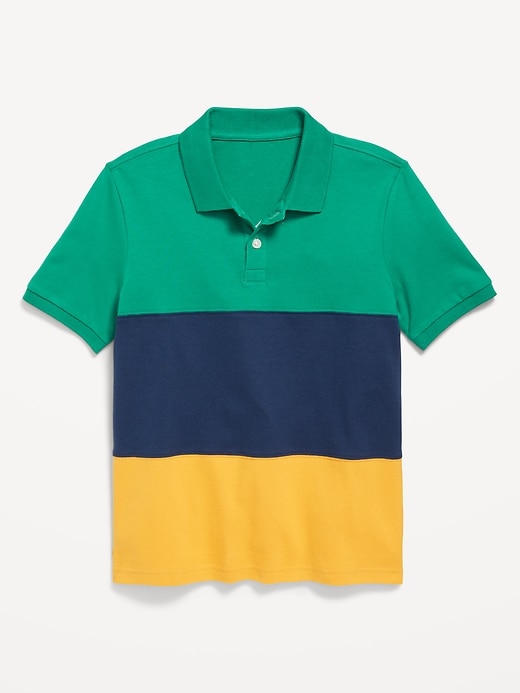 View large product image 2 of 3. Short-Sleeve Color-Block Pique Polo Shirt for Boys