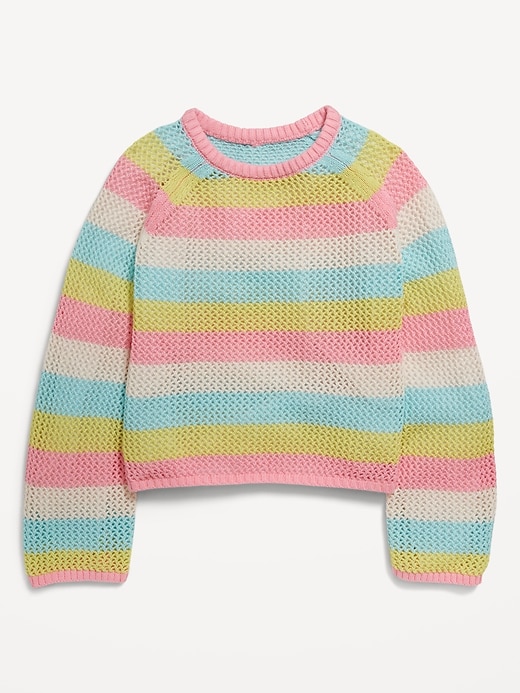 View large product image 2 of 3. Striped Crochet-Knit Sweater for Girls