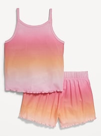 View large product image 3 of 3. Printed Rib-Knit Pajama Tank and Shorts Set for Girls