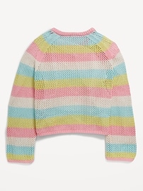 View large product image 3 of 3. Striped Crochet-Knit Sweater for Girls