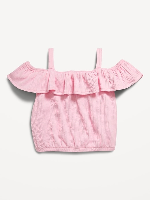 View large product image 2 of 2. Off-The-Shoulder Ruffled Jacquard-Knit Top for Baby