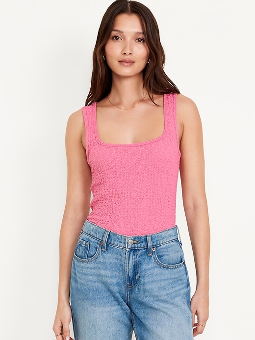 Image number 1 showing, Square-Neck Textured Tank Top