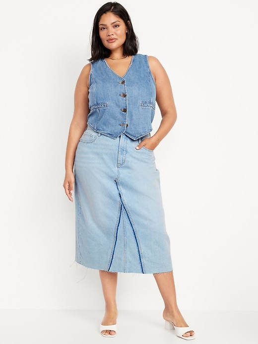 Image number 7 showing, High-Waisted Jean Midi Skirt