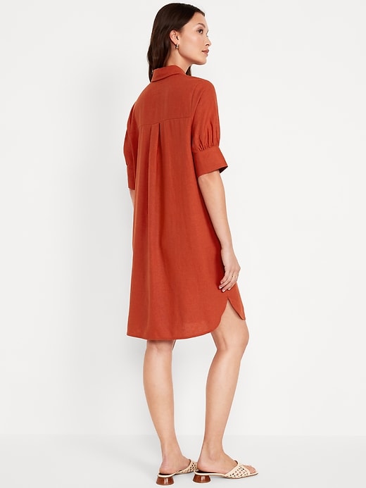Image number 2 showing, Linen-Blend Shirt Dress