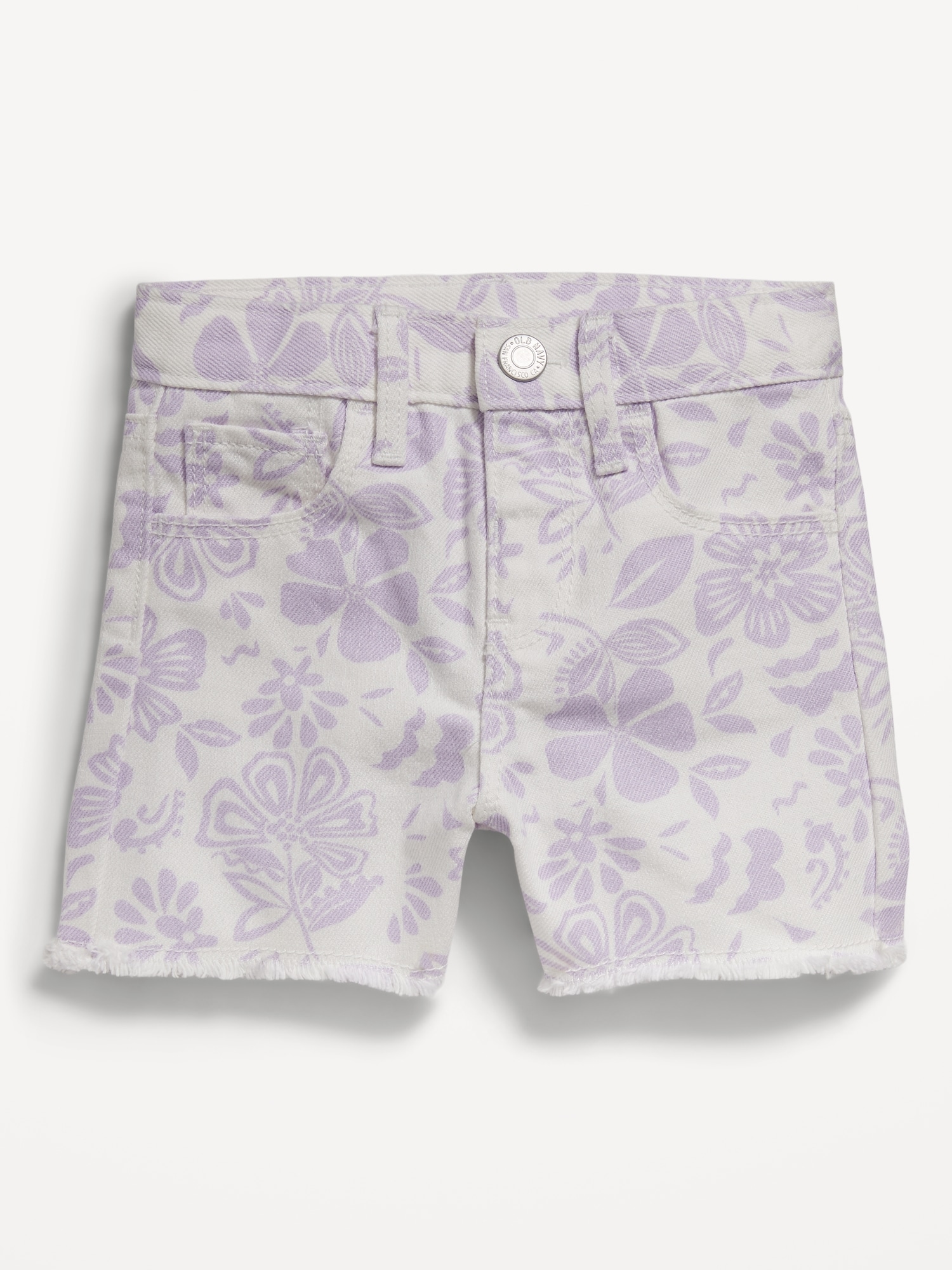 High-Waisted Floral Print Jean Shorts for Toddler Girls