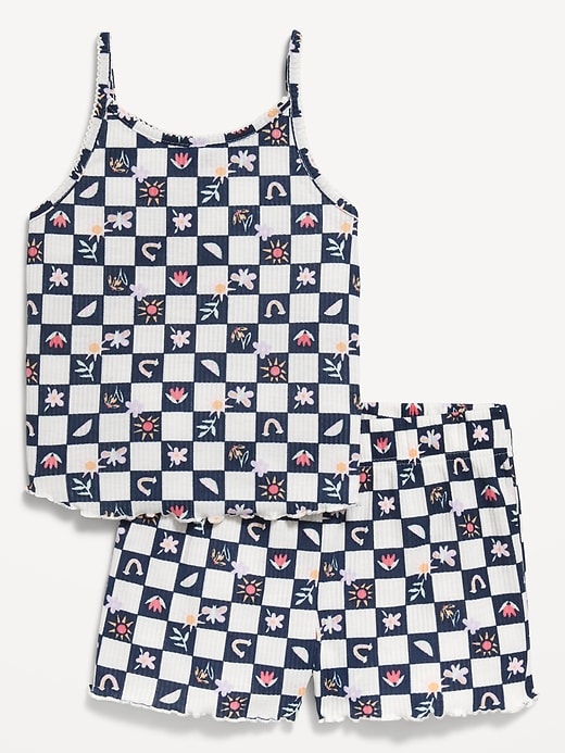 View large product image 2 of 4. Printed Rib-Knit Pajama Tank and Shorts Set for Girls