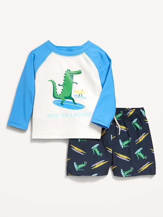 View large product image 1 of 2. Graphic Rashguard Swim Top and Trunks for Baby