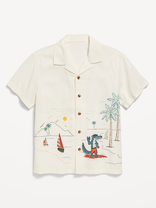 View large product image 2 of 3. Short-Sleeve Graphic Camp Shirt for Boys
