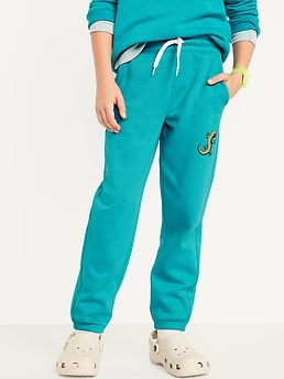 Gender-Neutral Fleece Cinched Graphic Jogger Sweatpants for Kids