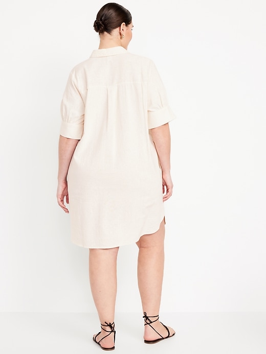 Image number 7 showing, Linen-Blend Shirt Dress