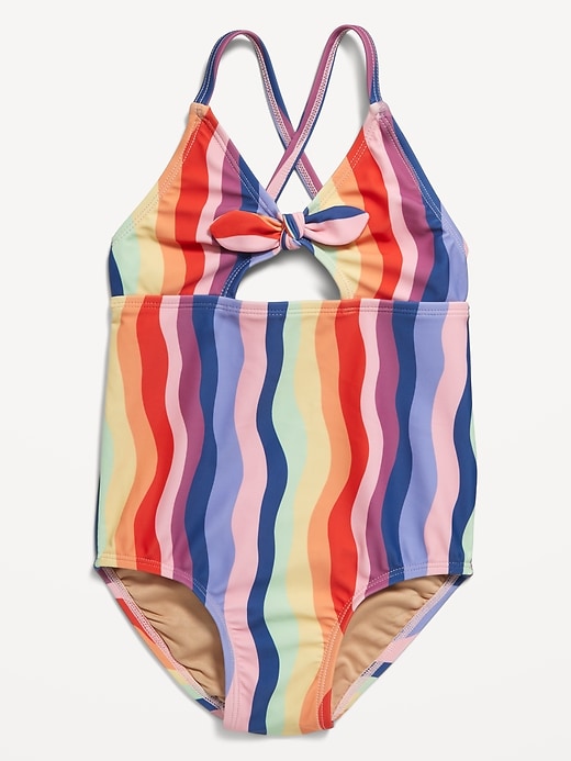 View large product image 1 of 1. Printed Cutout One-Piece Swimsuit for Toddler Girls