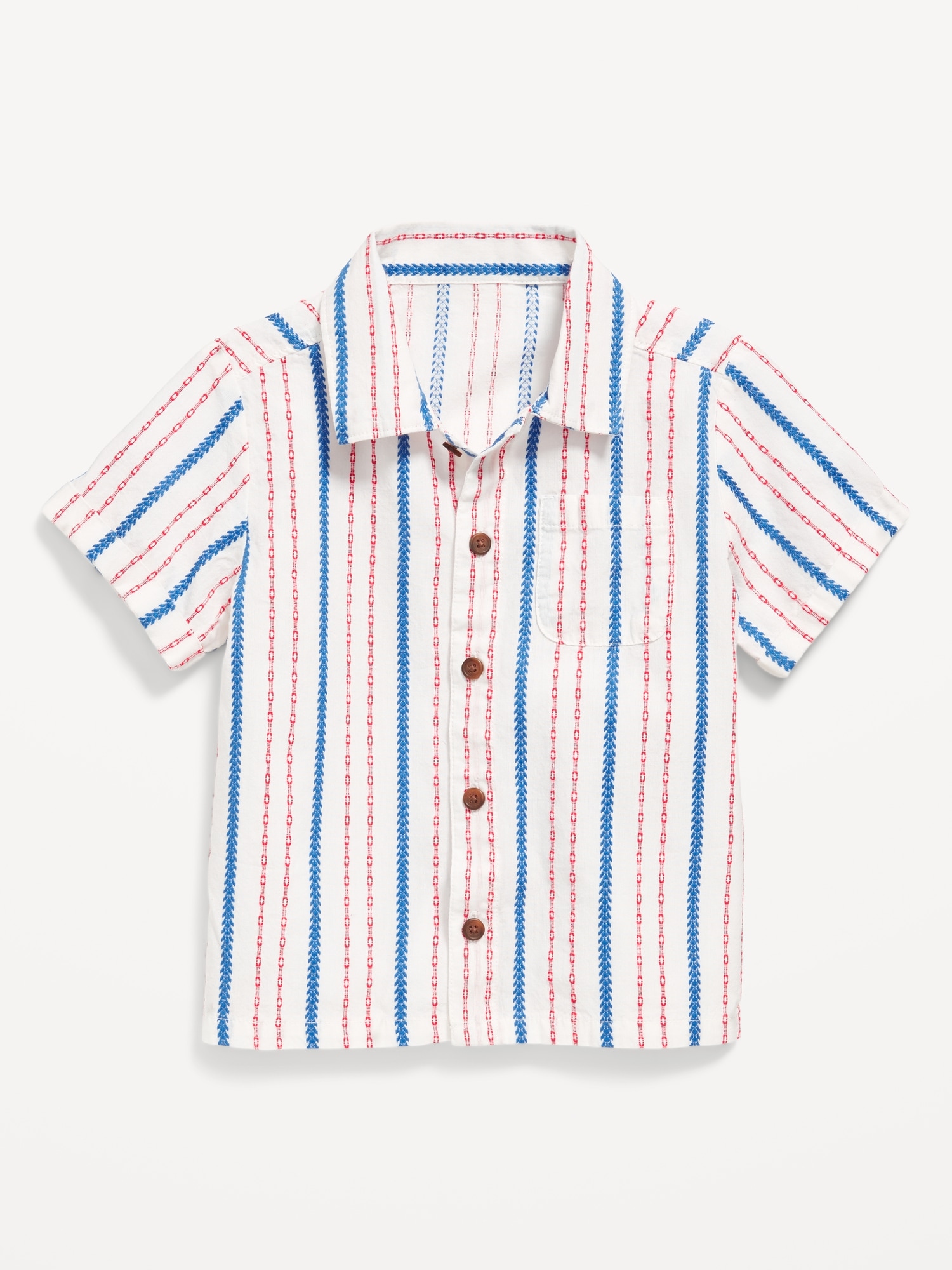 Printed Textured Pocket Shirt for Toddler Boys