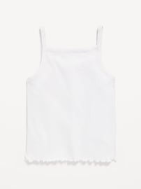 View large product image 3 of 4. Fitted Button-Front Embroidered Graphic Tank Top for Girls