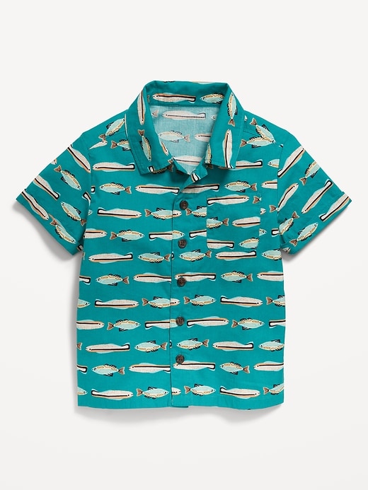 View large product image 1 of 1. Short-Sleeve Graphic Pocket Shirt for Toddler Boys
