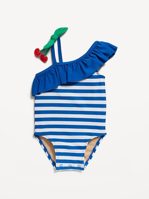 View large product image 1 of 2. One-Shoulder Ruffle-Trim One-Piece Swimsuit for Baby