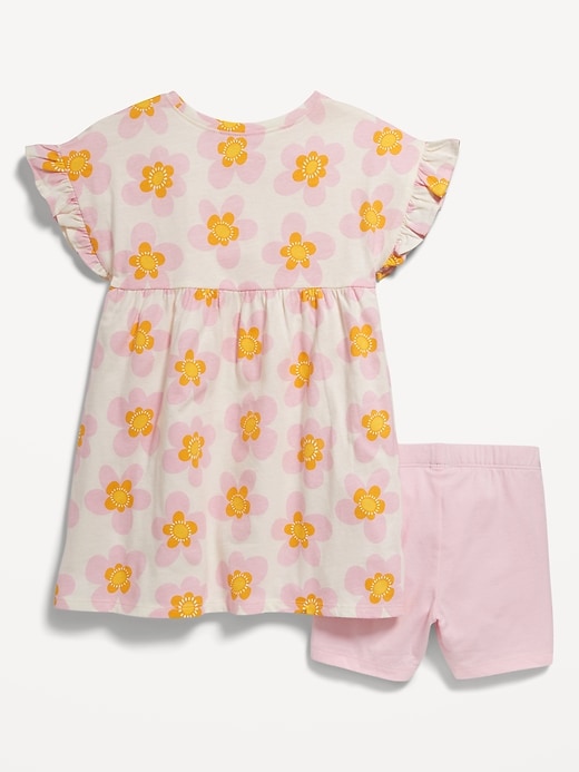 View large product image 2 of 3. Printed Flutter-Sleeve Dress and Biker Shorts Set for Toddler Girls