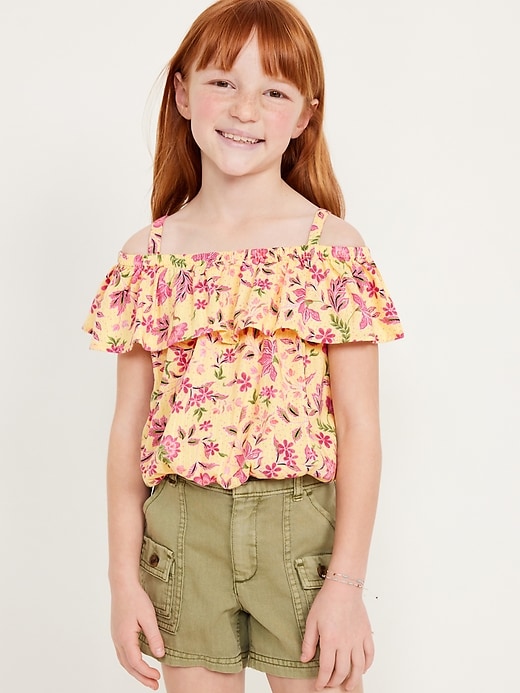 View large product image 1 of 3. Printed Off-Shoulder Ruffle-Trim Top for Girls