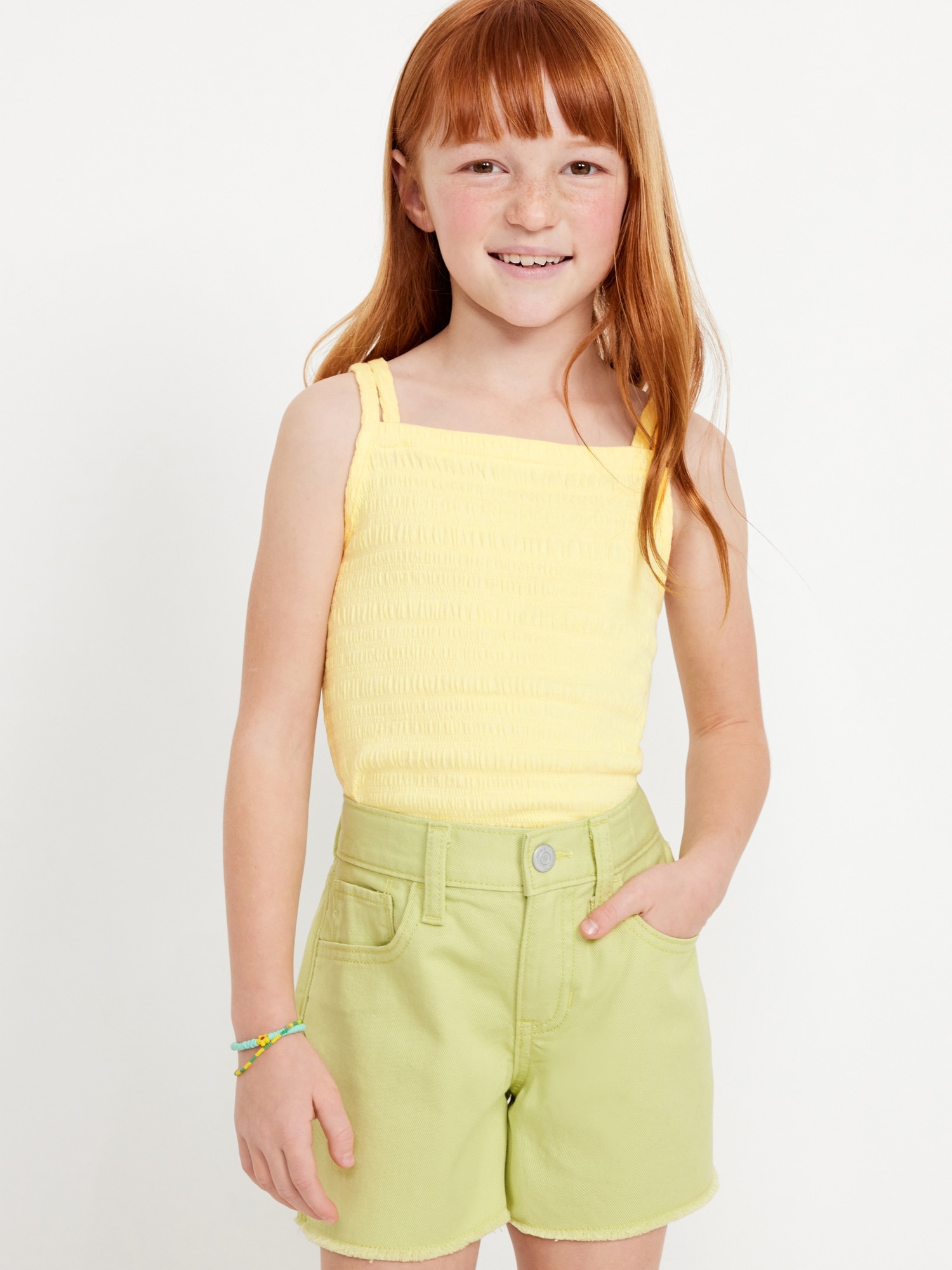 Sleeveless Fitted Smocked Tank Top for Girls