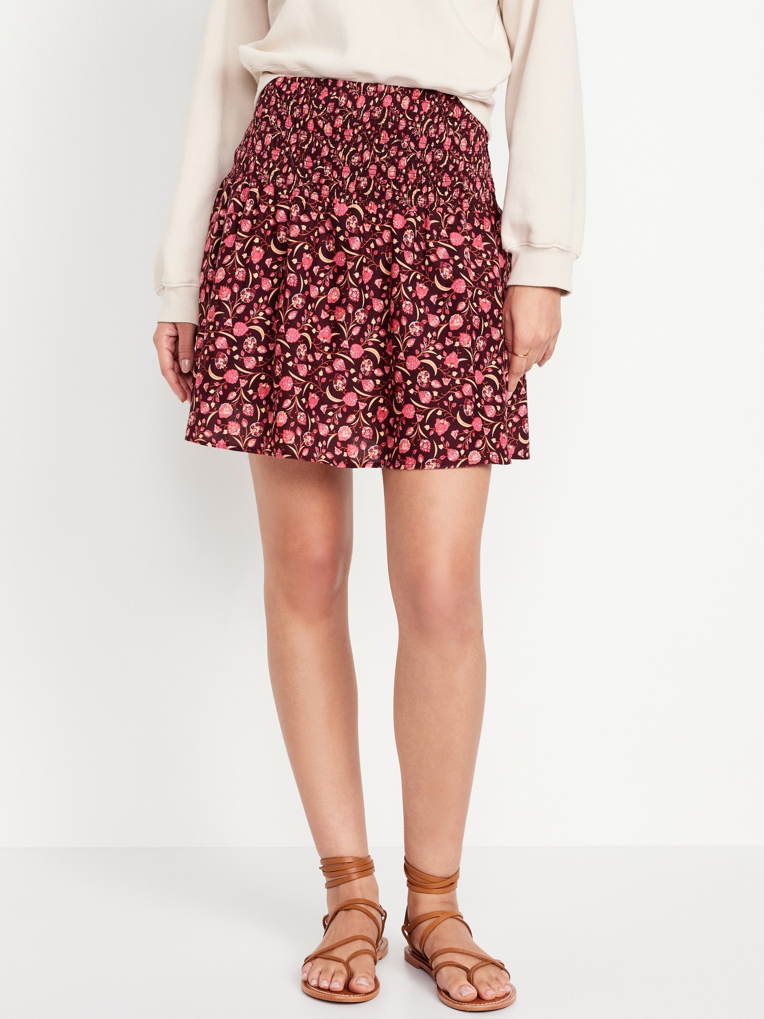 Smocked-Waist Mini Skirt Hot Deal
