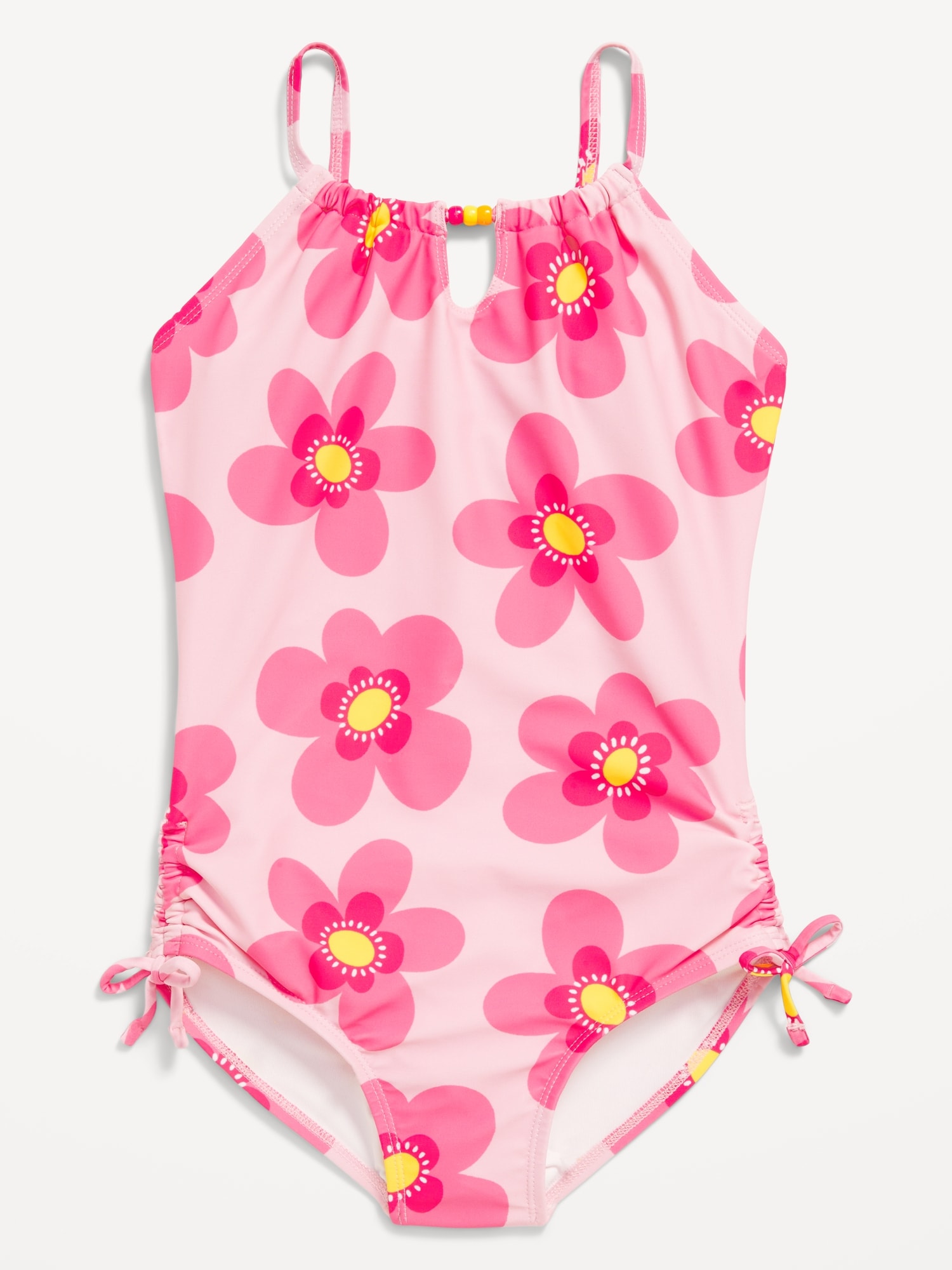 Printed Bead-Cutout One-Piece Swimsuit for Girls