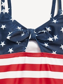 View large product image 3 of 4. Printed Americana Tie-Front One-Piece Swimsuit for Girls