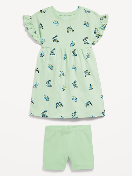 View large product image 2 of 2. Printed Flutter-Sleeve Dress and Biker Shorts Set for Toddler Girls
