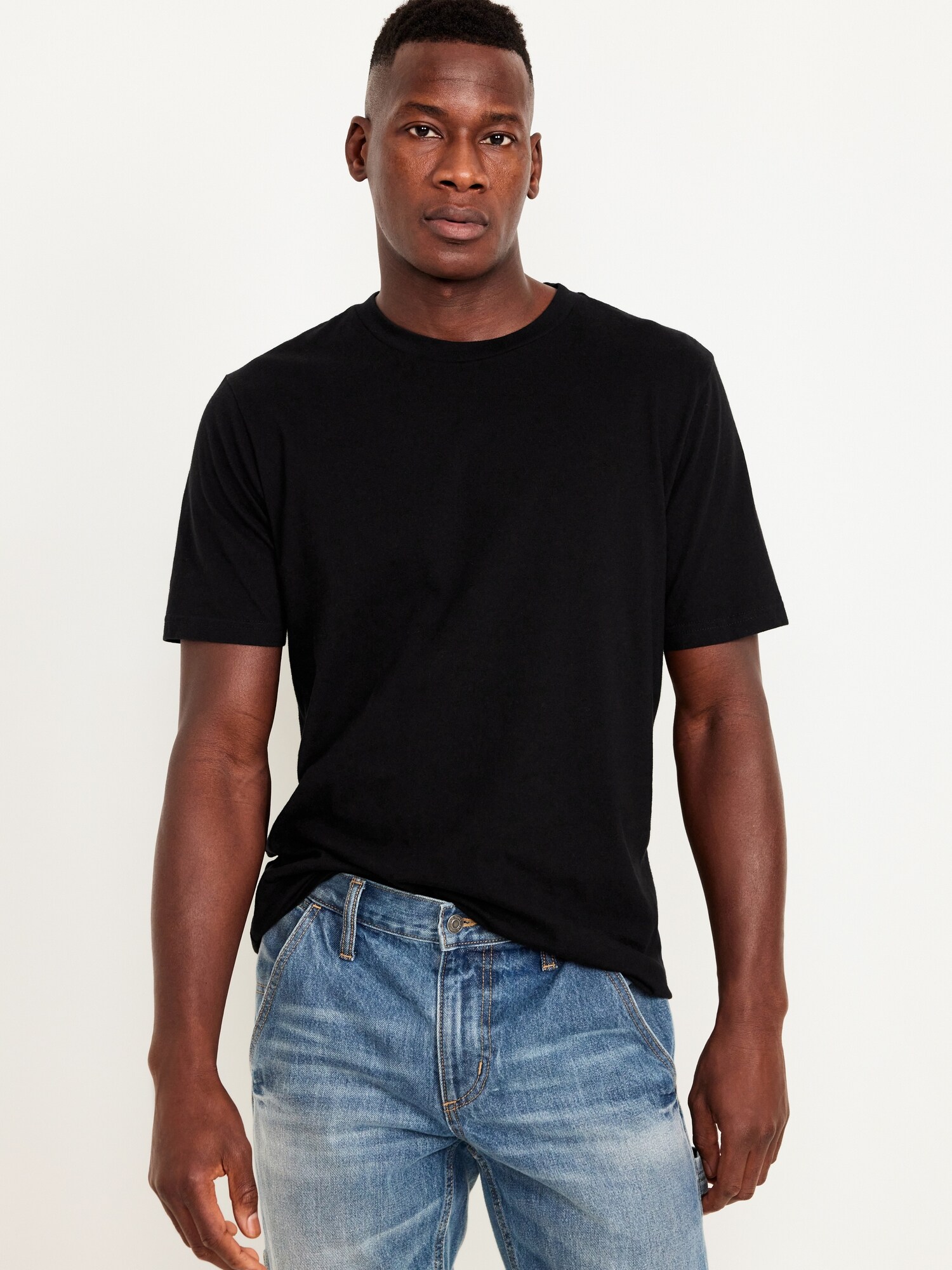 Мужские футболки Old Navy Solid Crew-Neck T-Shirt 5-Pack, цвет: Чёрный — фото 2