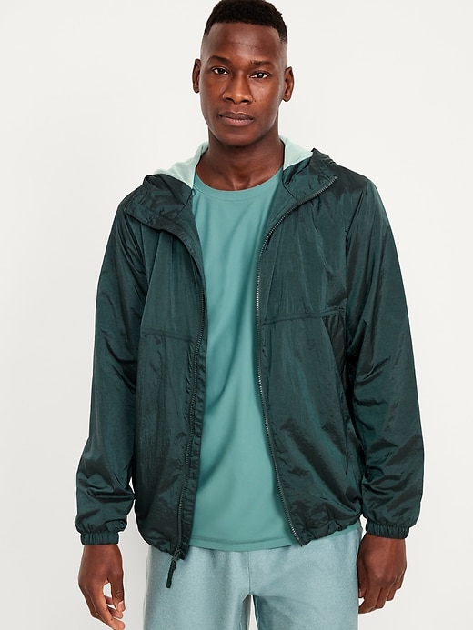 Image number 1 showing, Wind-Resistant Hooded Zip Jacket