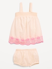 View large product image 3 of 4. Sleeveless Smocked Embroidered Top and Bloomer Shorts Set for Baby