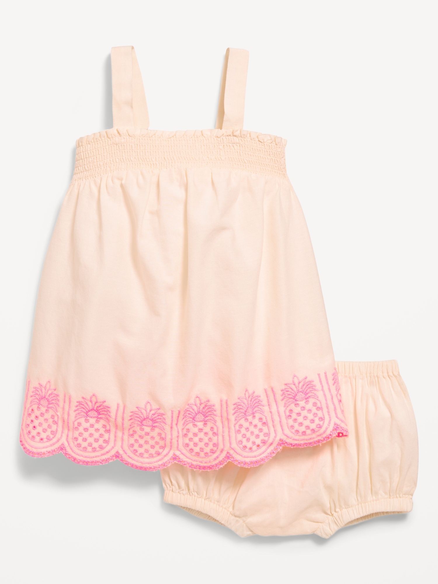 Sleeveless Smocked Embroidered Top and Bloomer Shorts Set for Baby