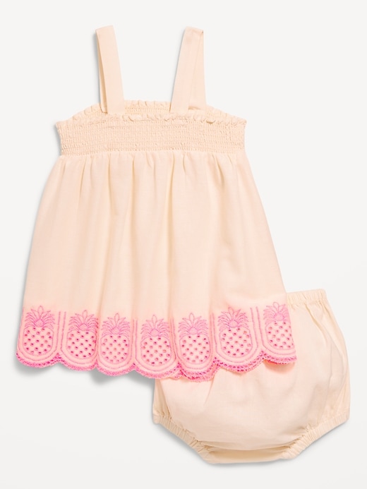 View large product image 2 of 4. Sleeveless Smocked Embroidered Top and Bloomer Shorts Set for Baby