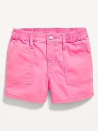 View large product image 4 of 4. Printed Elasticized High-Waisted Utility Jean Shorts for Girls