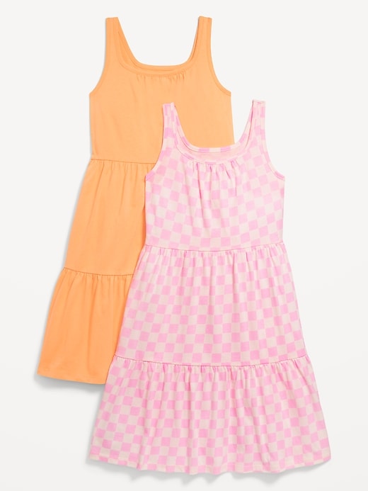 View large product image 1 of 2. Sleeveless Tiered Swing Dress 2-Pack for Girls