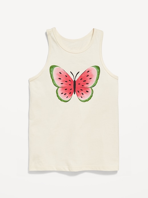 View large product image 1 of 2. Back Cutout Graphic Tank Top for Girls