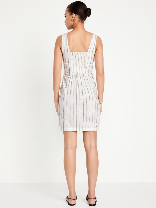 Image number 8 showing, Sleeveless Linen-Blend Mini Dress