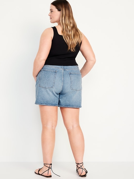 Image number 8 showing, High-Waisted Baggy Jean Shorts -- 5-inch inseam