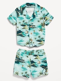 View large product image 3 of 4. Printed Loop-Terry Shirt and Shorts Set for Baby