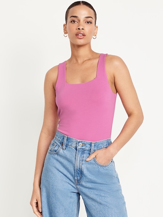 Image number 1 showing, Square-Neck Tank Top Bodysuit