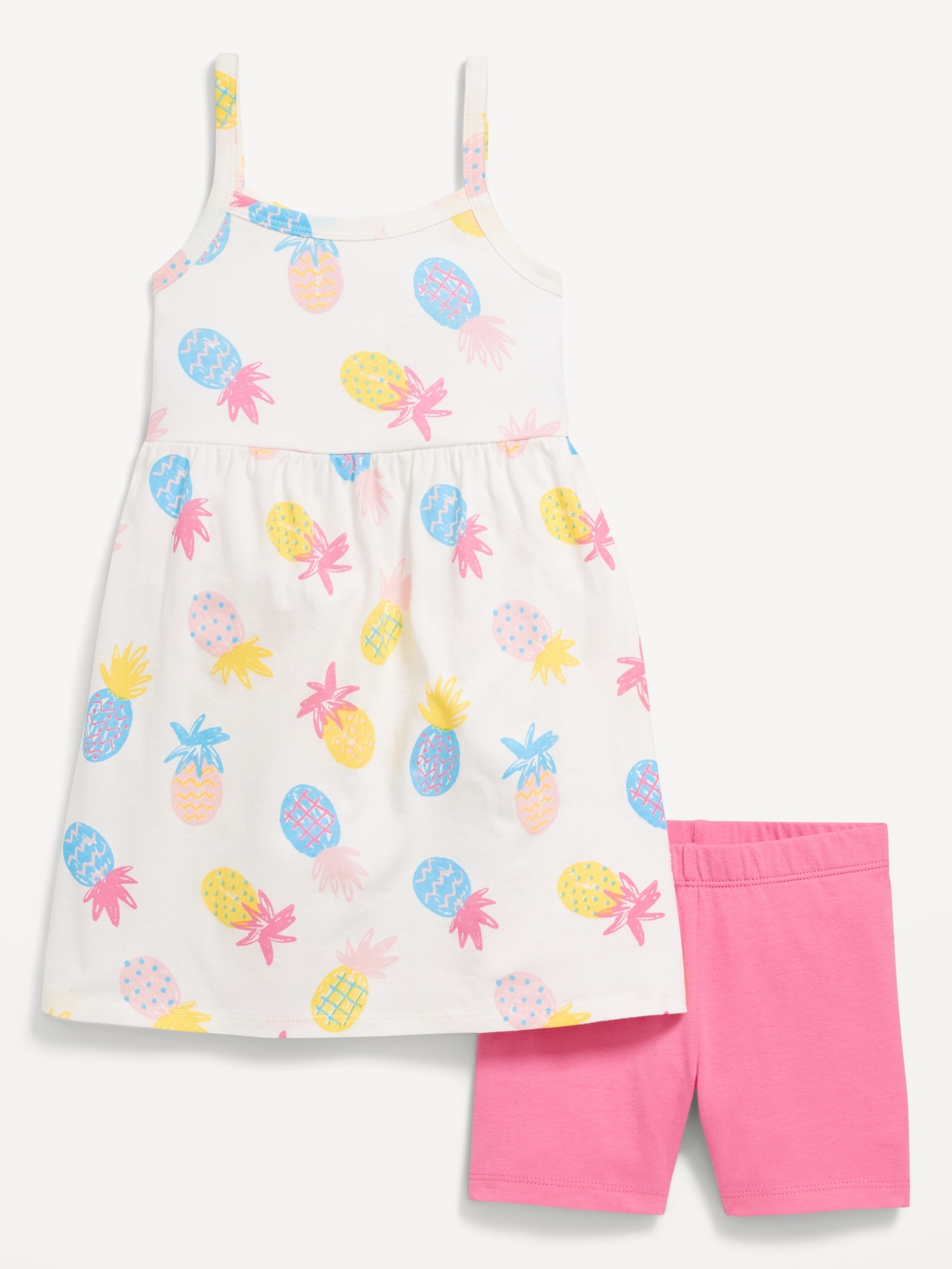 Printed Cami Dress and Biker Shorts Set for Toddler Girls