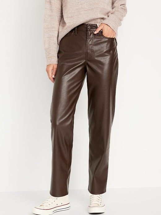 Brown Leather Pants Womens Pure Lambskin High Waist Custom made Size 0 2 4  6 8 | eBay