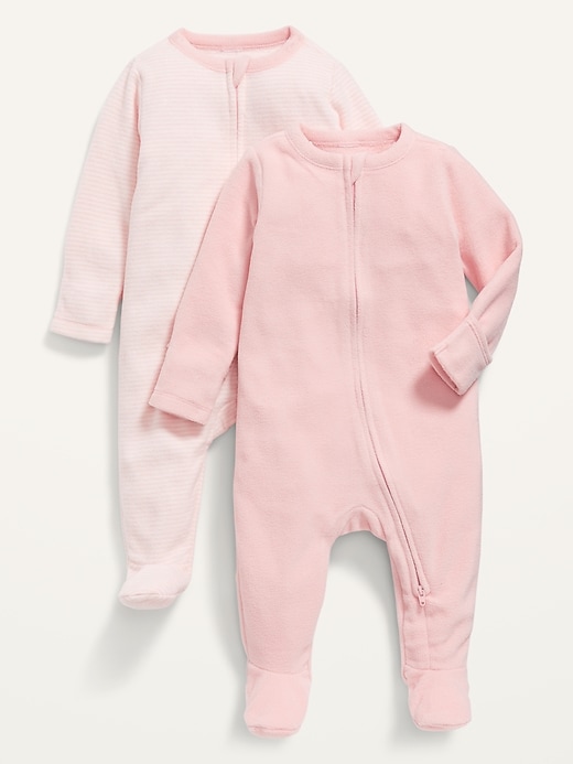 View large product image 1 of 2. Unisex Micro Fleece Sleep & Play One-Piece 2-Pack for Baby