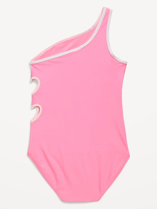 View large product image 2 of 3. One-Shoulder Side-Cutout One-Piece Swimsuit for Girls
