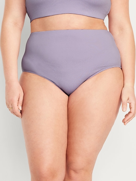 Image number 6 showing, High-Waisted French-Cut Puckered Bikini Swim Bottoms