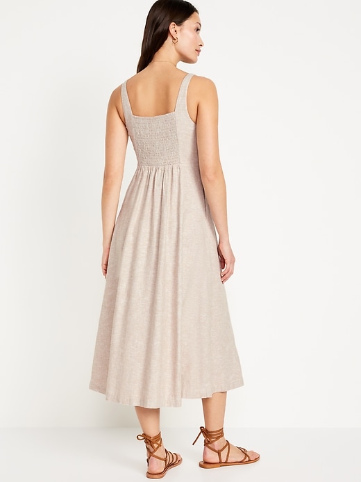 Image number 2 showing, Fit & Flare Linen-Blend Midi Dress