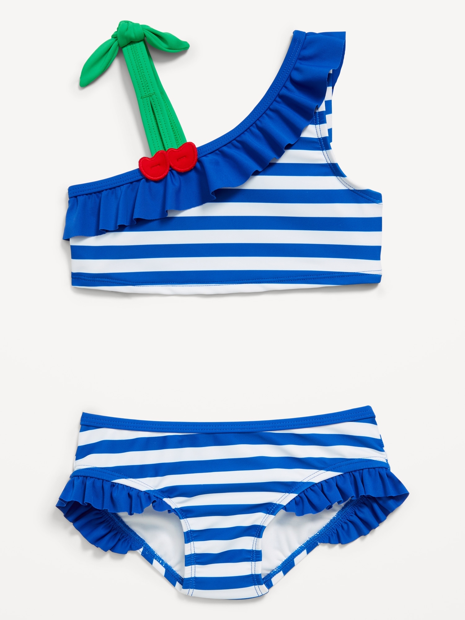 One-Shoulder Printed Ruffle-Trim Swim Set for Toddler Girls Hot Deal