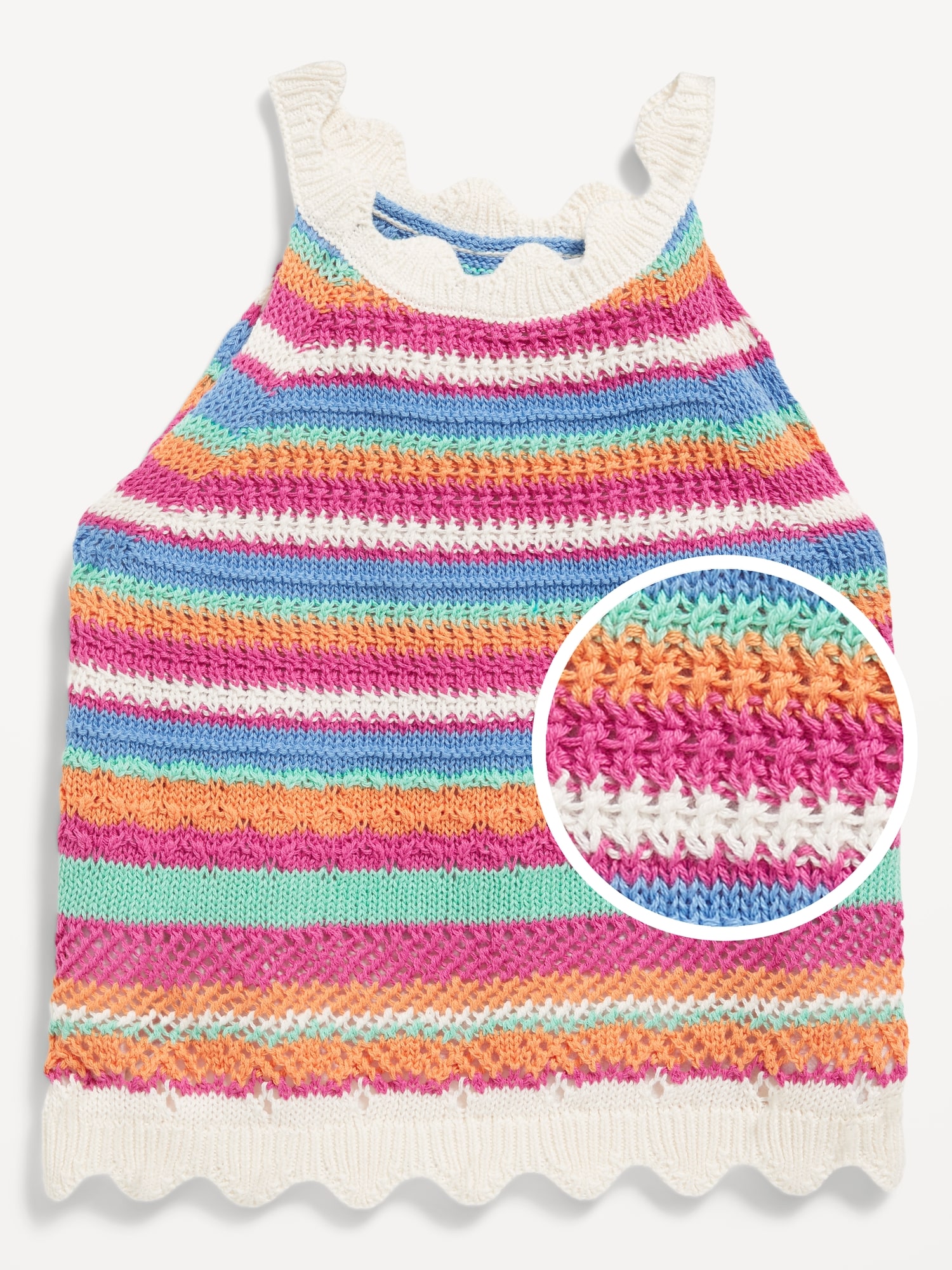 Crochet-Knit Tank Top for Girls