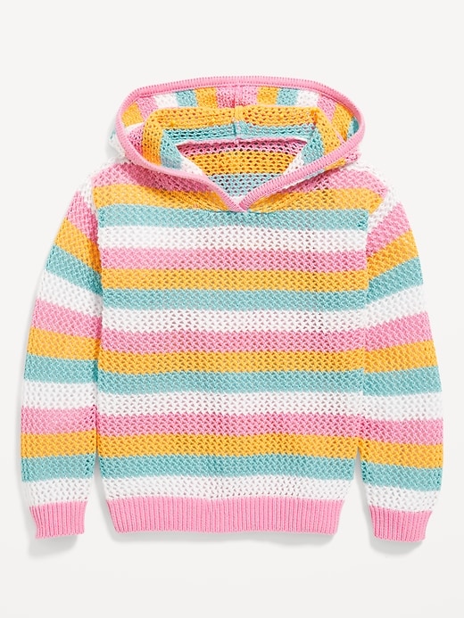 View large product image 1 of 1. Crochet-Knit Pullover Hoodie for Toddler Girls