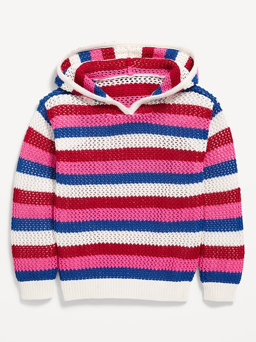 View large product image 1 of 2. Crochet-Knit Pullover Hoodie for Toddler Girls
