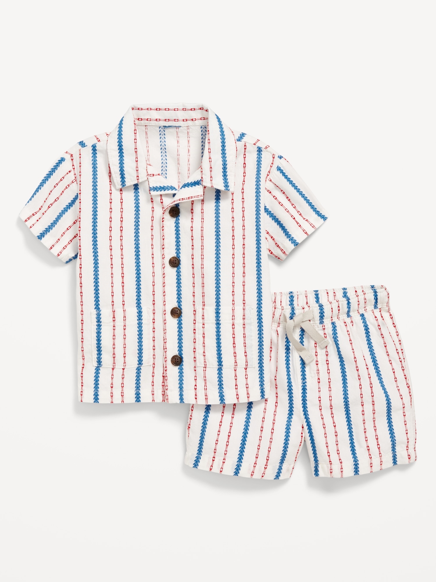 Printed Textured Shirt and Shorts Set for Baby
